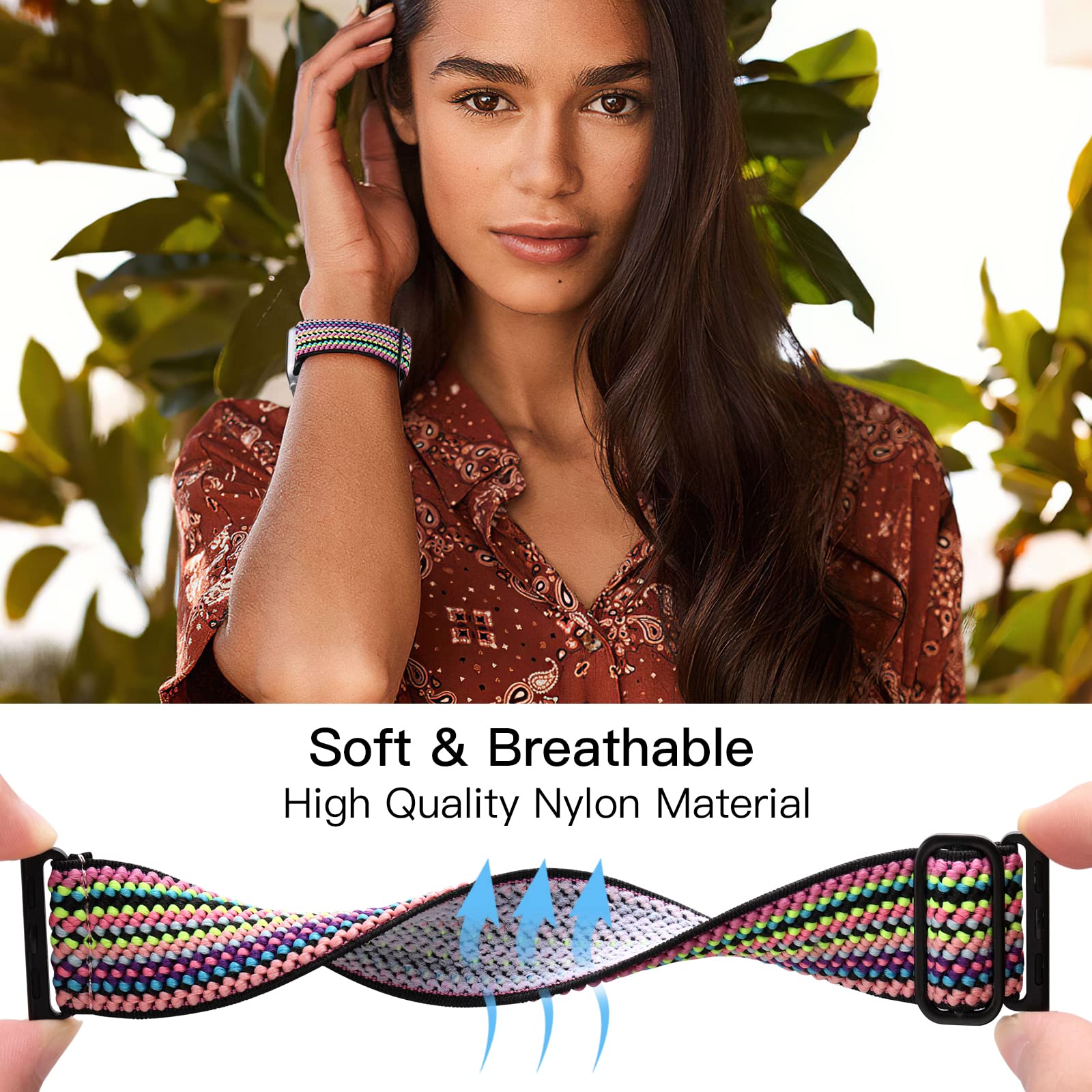 Lerobo Nylon Band Compatible With Apple Watch Band 44Mm Se 45Mm Series 9 8 7 49Mm Ultra 2 42Mm For Women Men Stretchy Solo Loop